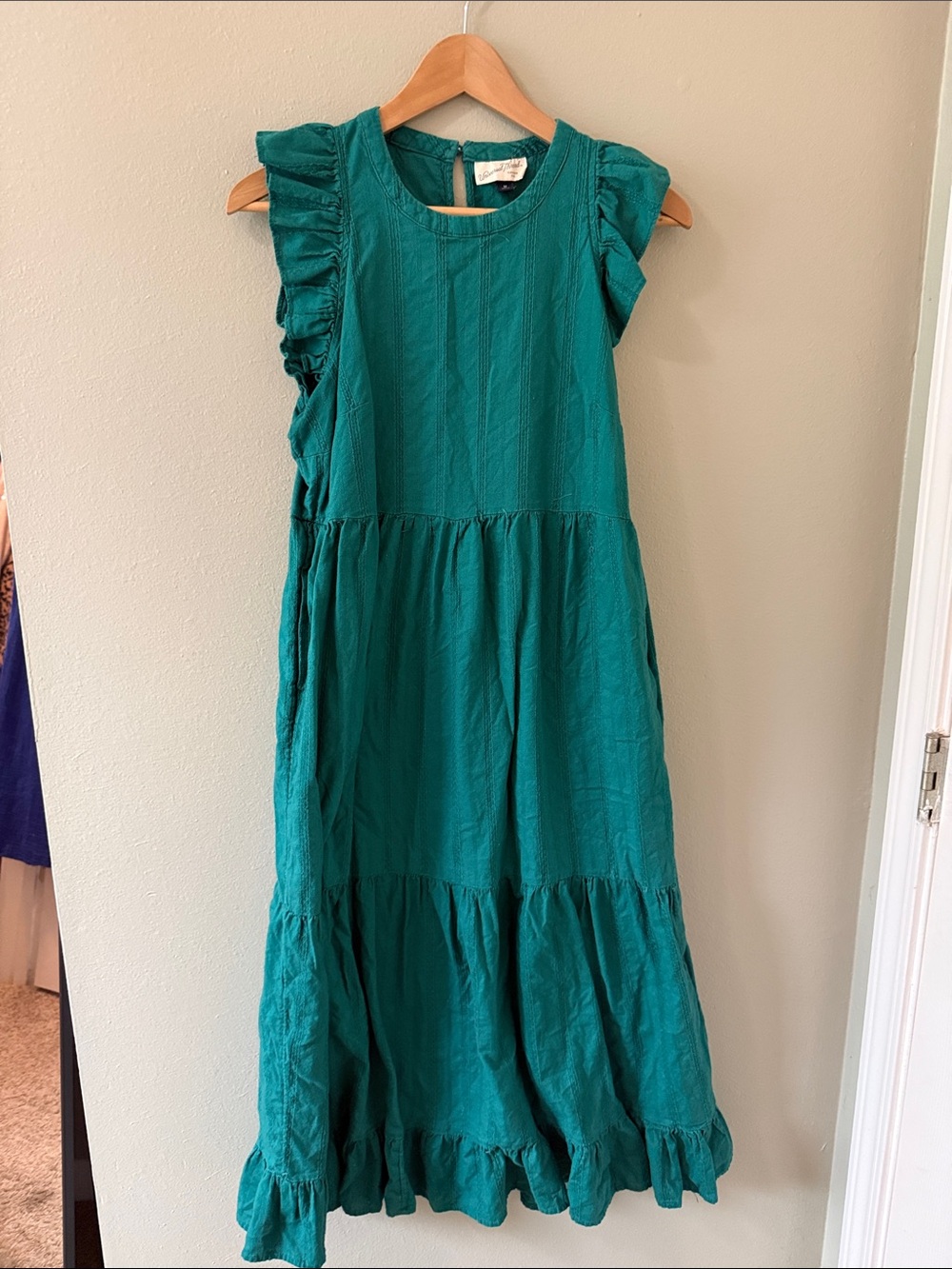 Women’s Emerald Green Ruffle Maxi Dress